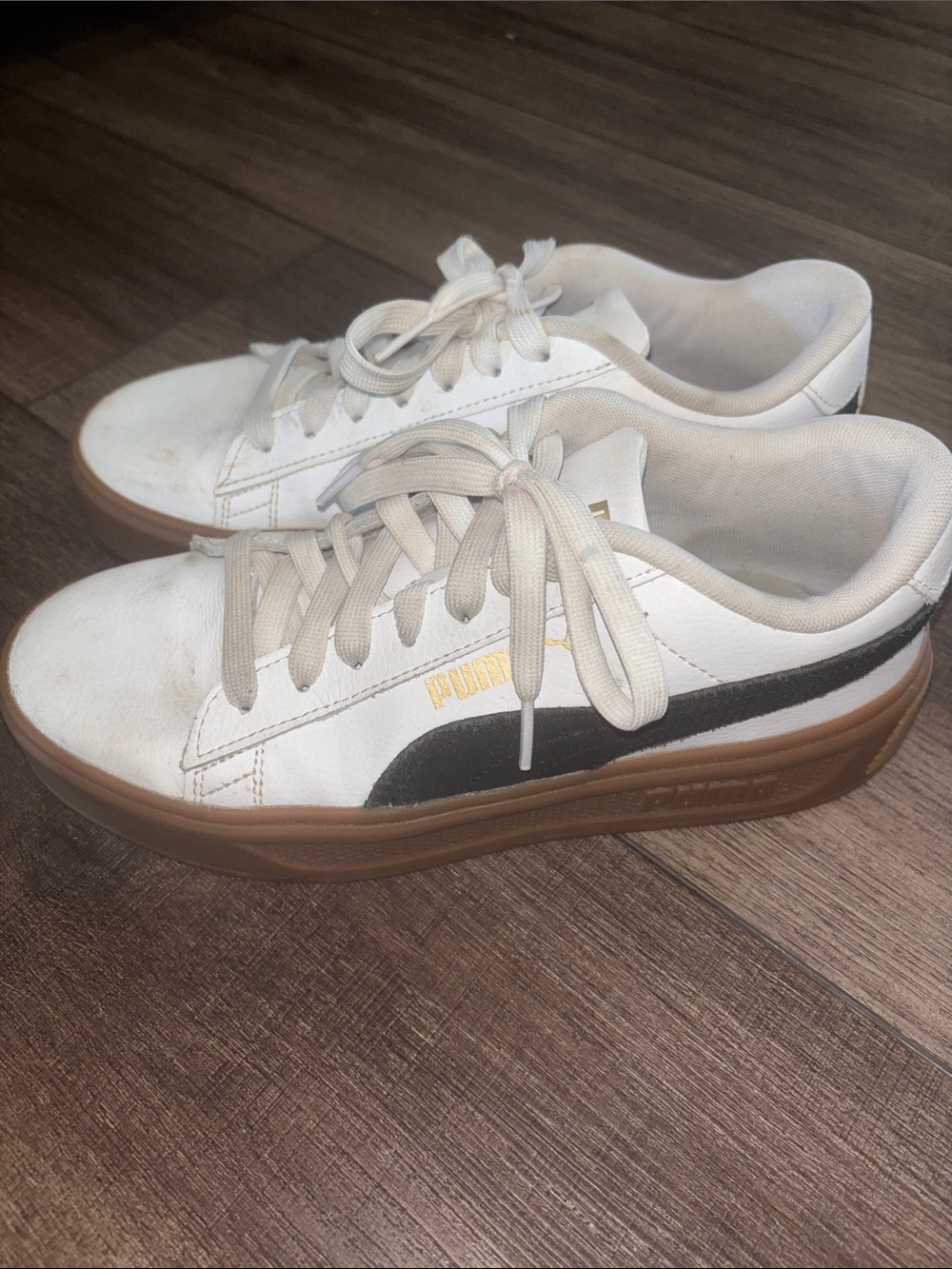 Puma White Sneakers with Black Formstrip and Gum Sole